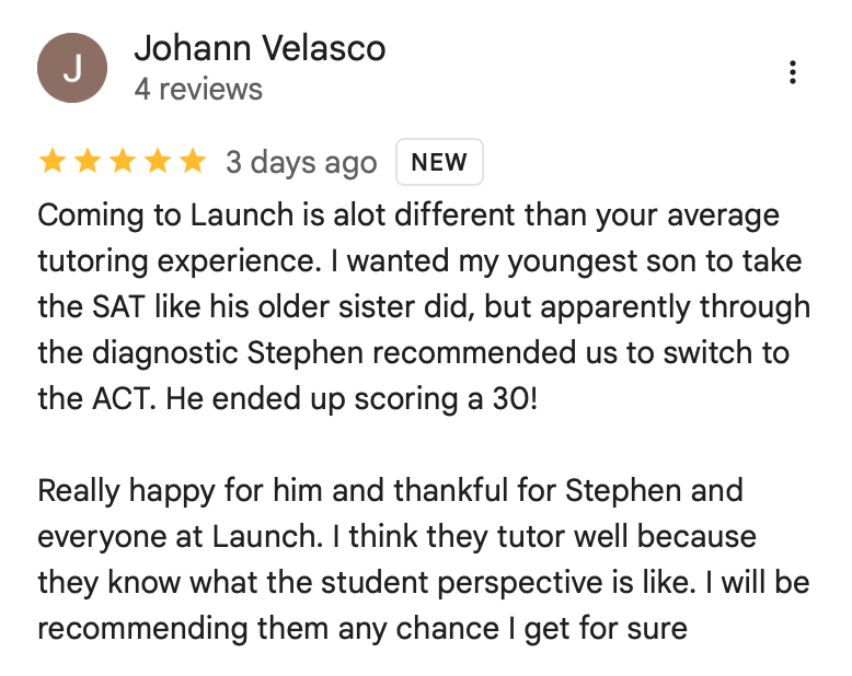 Google review from Johann Velasco